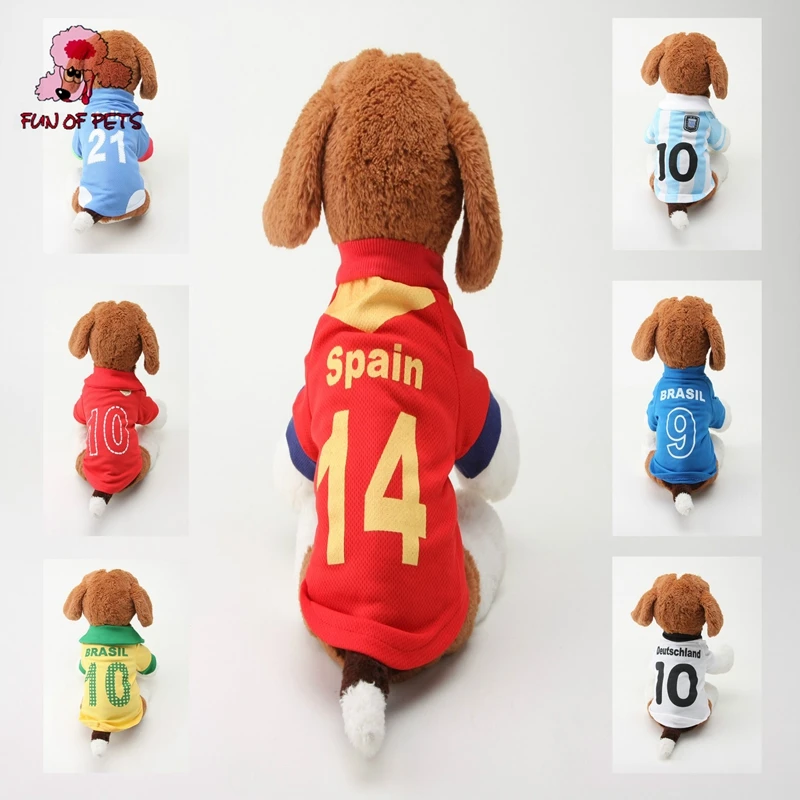 2017 Number 10 Number 14 Polyester Football Team Dog Shirts for Pets Dog Dog Clothes Sport Pet Clothing