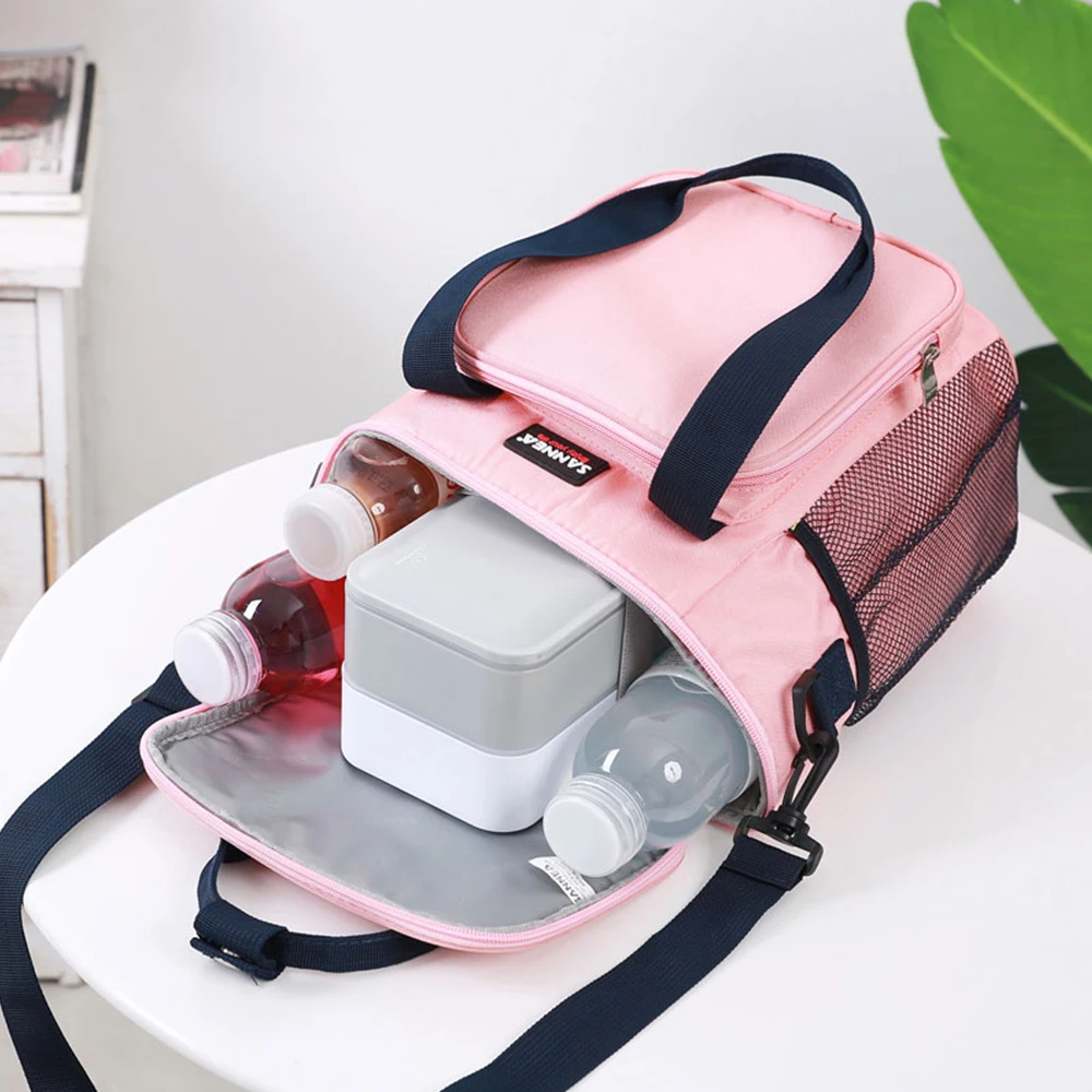 SANNE 9L New Fashion Design Lunch Bag Frosted Fabric Portable Multifunction Lunch Bag Thermal Food Insulated Cooler Lunch Box