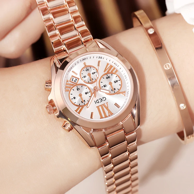 GEDI Rosegold Watch Women Quartz Watches Ladies Top Brand Crystal Luxury Female Wrist Watch Girl Clock Relogio Feminino New 2019