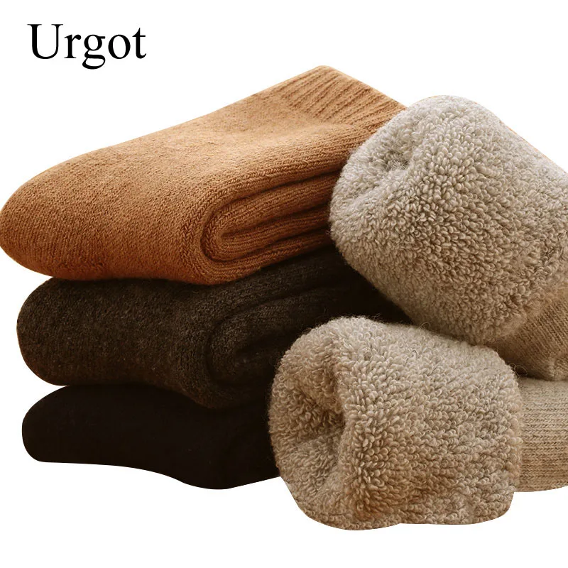 Urgot 5 Pairs Men's Wool Socks Super Thicker Wool Rabbit Socks Against Cold Snow Russia Winter Warm Funny Happy Socks Men