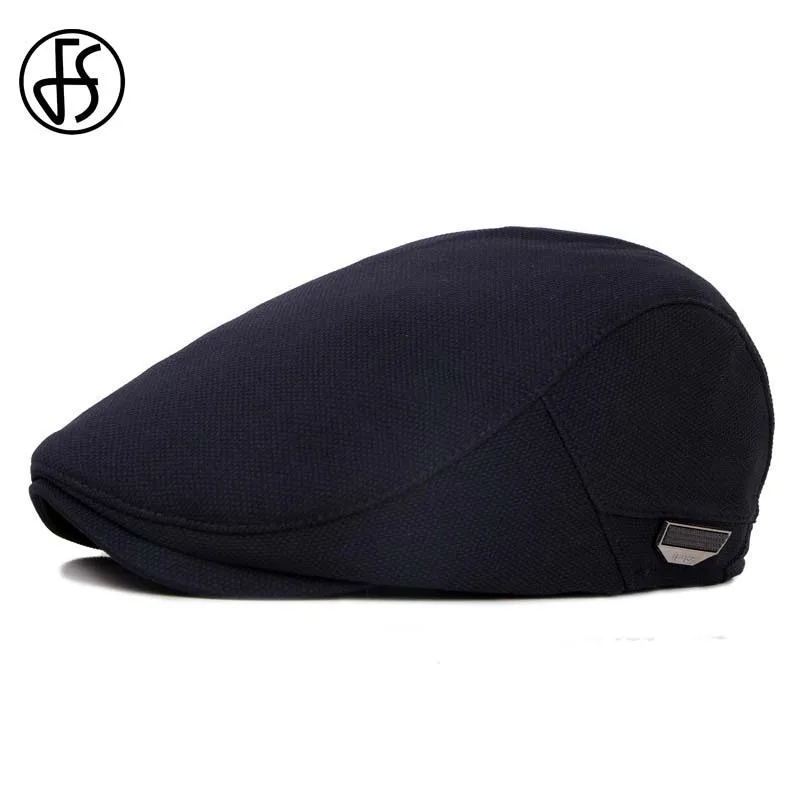 Cappellini piatti moda FS per uomo cappello da berretto Unisex donna inverno Casual cappelli da sole berretti neri Femme Cabbie Peaky Chapeau Homme