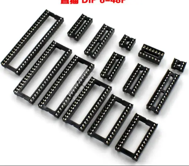 50 sztuk gniazdo IC DIP SIP gniazdo chipowe Pin 2.54mm podziałka 6/8/14/16/18/20/24/28Pin 24/28/32/40Pin szeroki adapter gniazda IC typ lutowania