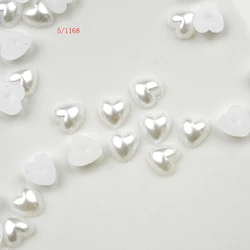 FLTMRH 100pcs 6mm AB half  heart shape simulated Pearl Beads Nail Beauty Decals Manicure Phone Case Glue on Cabochondecoration