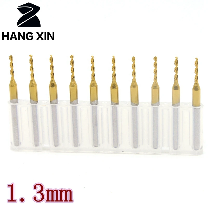 HANGXING Titanium Coated Carbide PCB Drill 1.3mm 10PCS Metal Cutter CNC Router Woodworking Tools, Mini Manual Drill