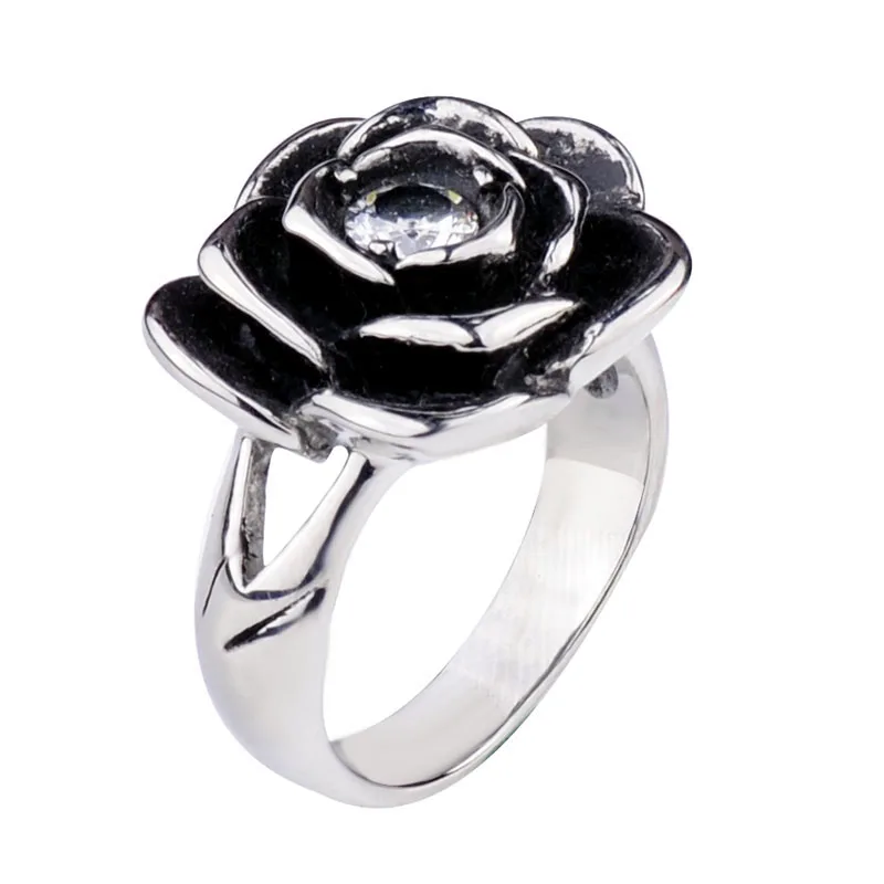 2017 New Men Ring for Women stainless steel 316 l retro rose white zircon sell like hot cakes factory direct sale price