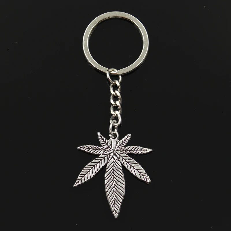 Fashion Key Ring Metal Key Chain Keychain Jewelry Antique Gold Color Bronze Silver Color Plated Maple Leaves 39x34mm Pendant