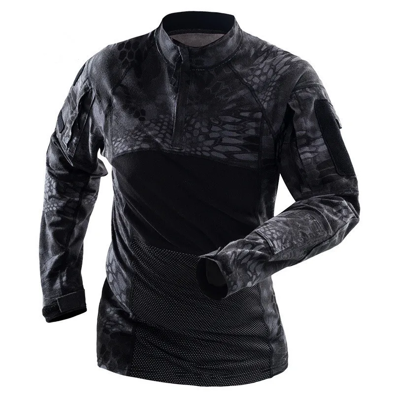 

Spring Cotton Wearproof Long Sleeve Camo Uniform Tops Fans Outdoor Sport Climbing Training Breathable Shirt