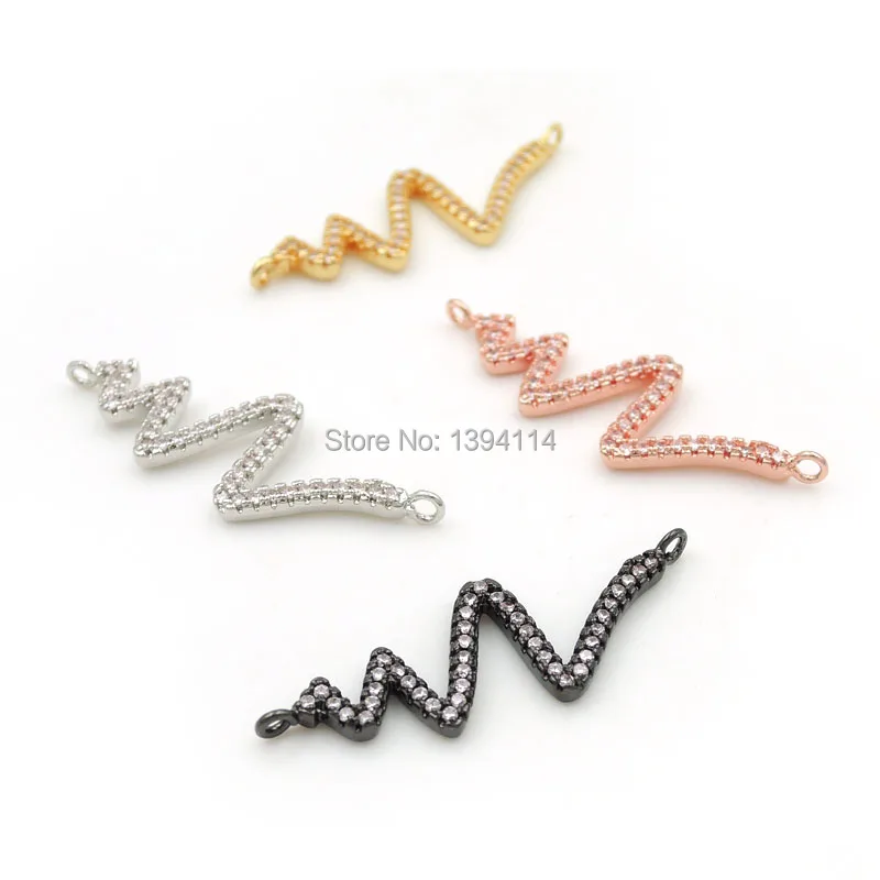 

32*11*2mm Micro Pave Clear CZ Zigzag Connector Fit For Women As DIY Bracelets Accessory