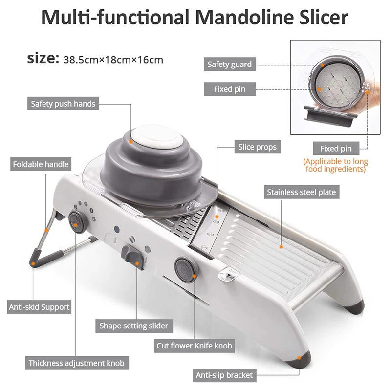 Mandoline Slicer Stainless Steel Vegetable Julienner Adjustable Safe Blades Grater Professional Multi-function Tomato Slicer