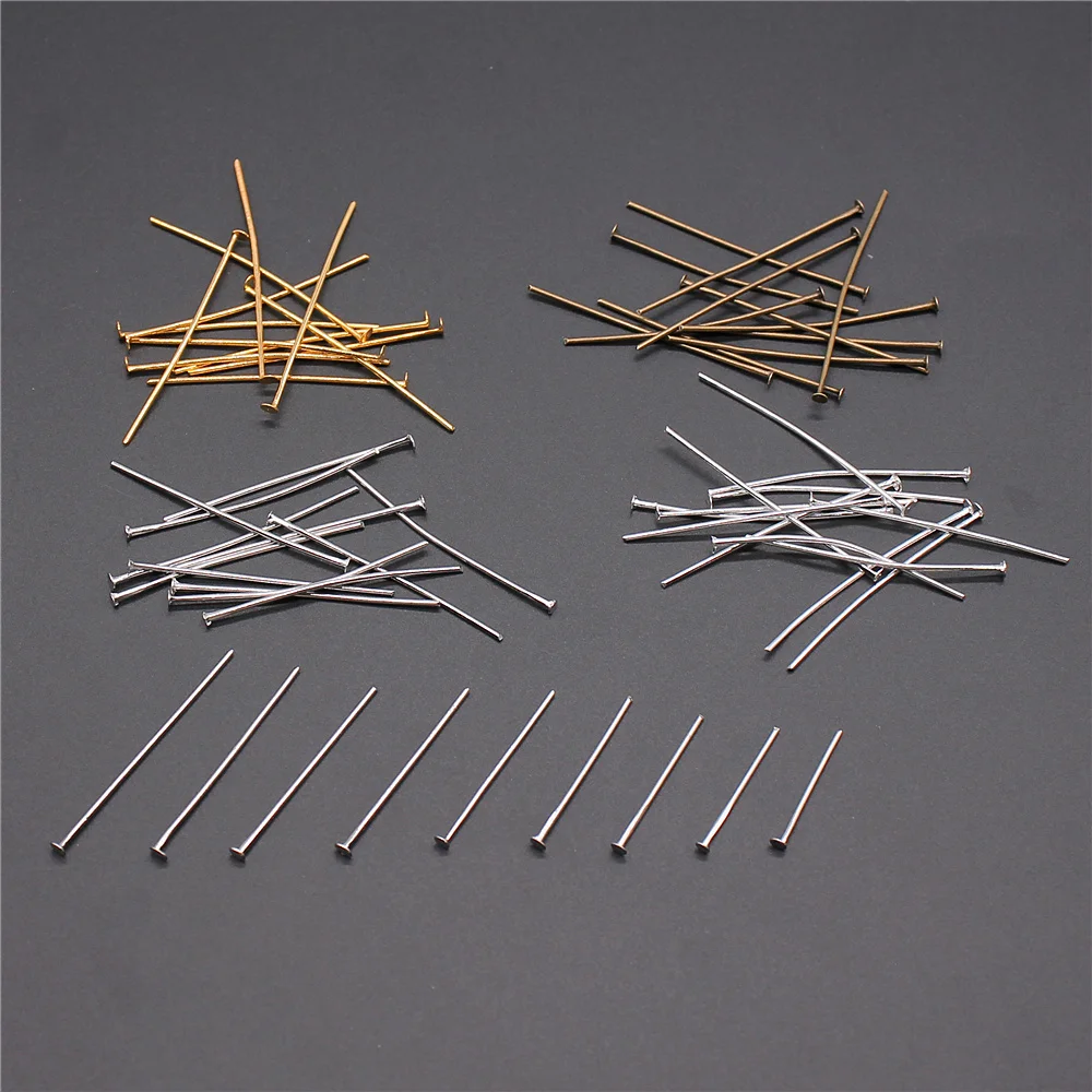 200pcs 18-35mm Flat Head Pins 4 Colors Headpins For Jewelry Making Jewelry Findings & Components