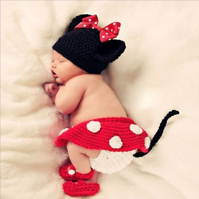 Handmade Knitting Baby Clothing Sets Boy Girl Knitted Clothes Infant Photography Props Suit Bebe Cartoon Cosplay Costumes Outfit