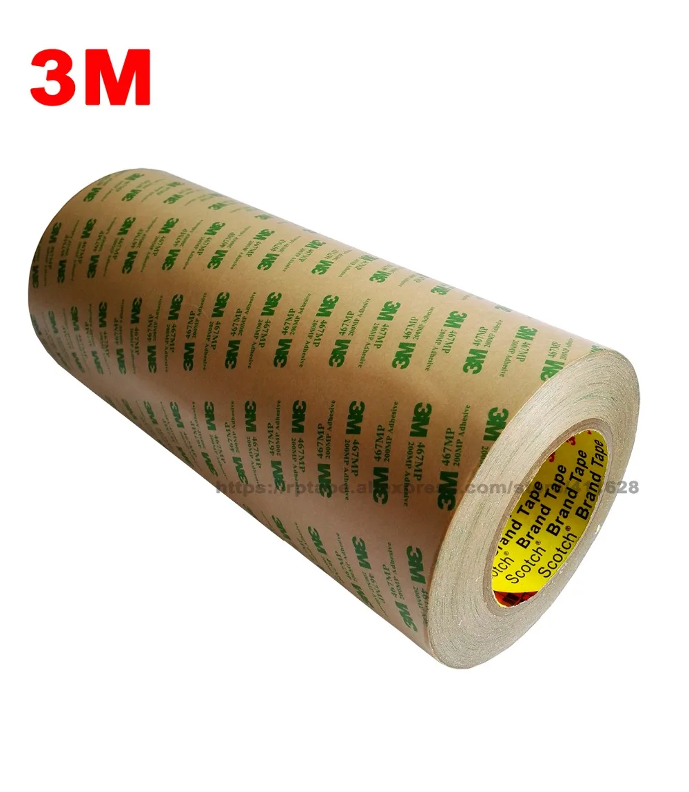 

(0.06mm Thick), 305mm*55M, 3M 467MP 2 Faces Sticky Tape for Plastic Nameplate Bond, LCD Display Switch Bond, Hi-temp. Resist