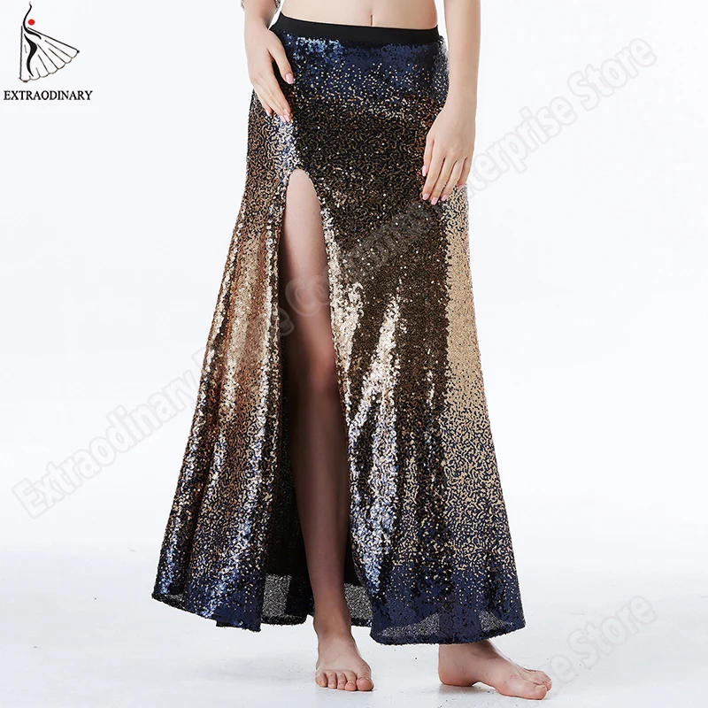 New Sexy Women Belly Dance Skirts Long Sexy Sequins Costume Oriental Dance Skirt Bellydance Stage Performance 2 Colour