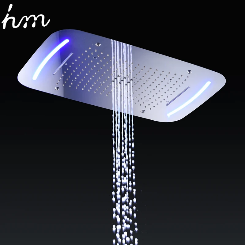 hm Rain Shower System Ceiling Mount Multifunction Mist Spray Waterfall Spa Massage With Electric High Flow Thermostatic Diverter