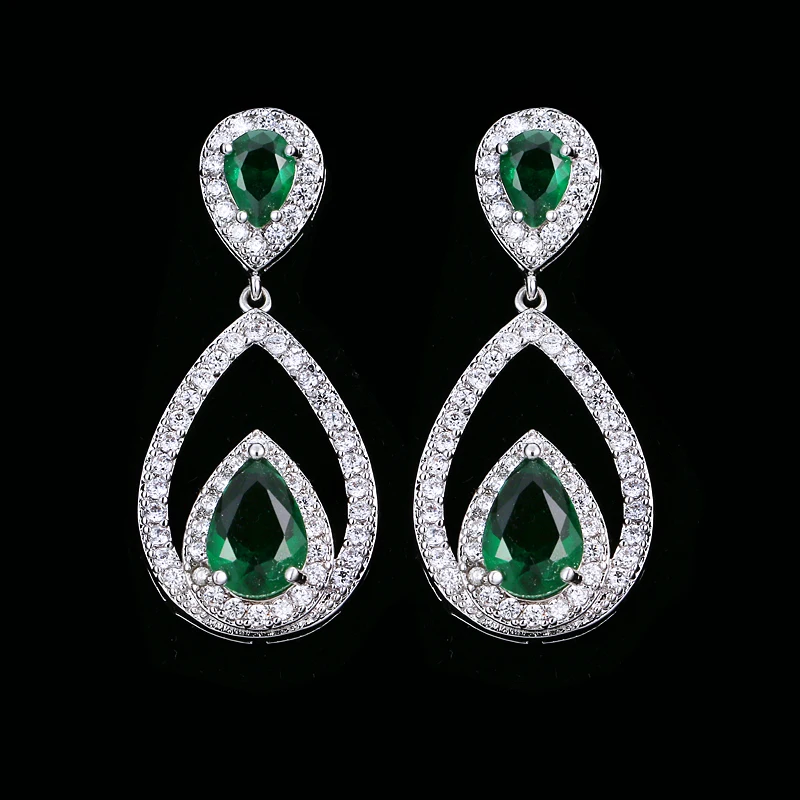 2018  NoEnName_Null New Top CZ Paved Peacock Tail Christmas Big earings Women  Wedding Jewelry