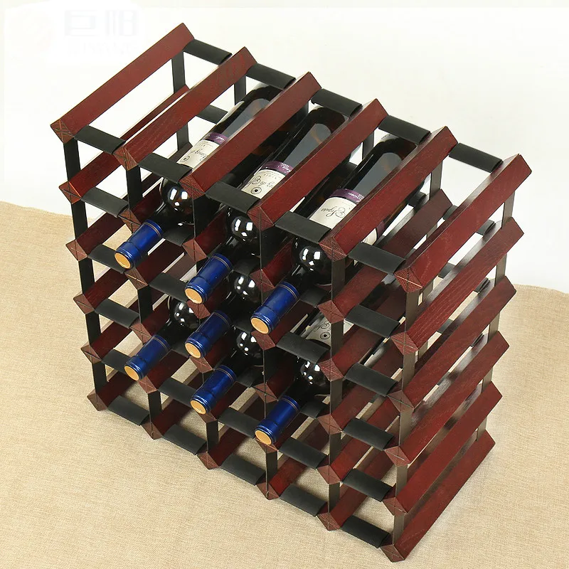 Wine Rack Commercial Imported Oak Wood Wine Holder Household Decoration Storage Stand 30 Bottles Red Wine Rack Hanging Grape