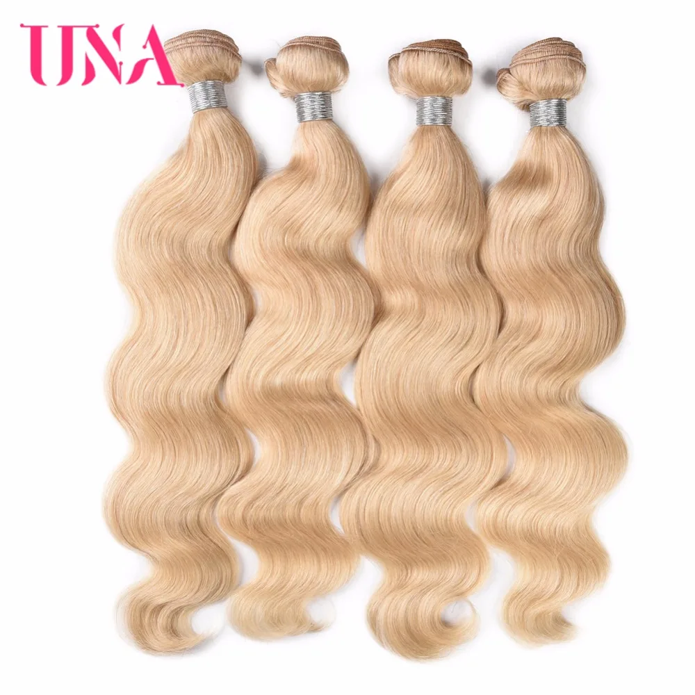 ผมเกลียวคลื่นของอินเดียเป็นมัดเส้นผมมนุษย์เส้นผมมนุษย์ผม #613 Una Remy hair มัด1/3แพ็ค18นิ้ว