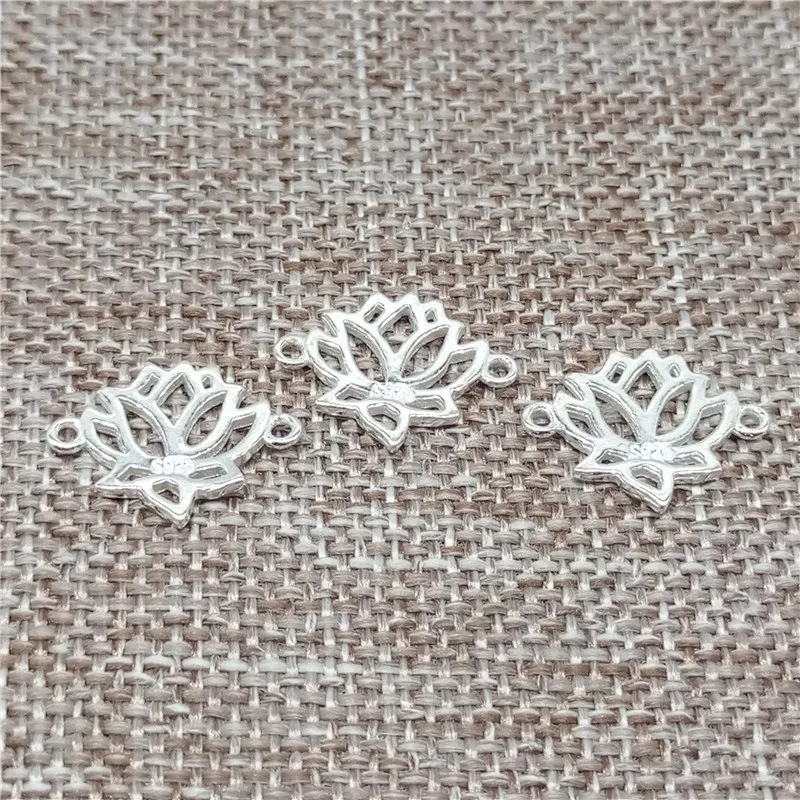 5pcs of 925 Sterling Silver Shiny Lotus Connector Clasp for Yoga Meditation Bracelet Necklace