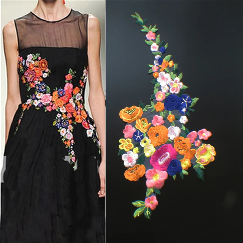 3D Patches Big Colorful Flower Embroidered Patch DIY Sew On Fabric Repair Clothing For Wedding Patches