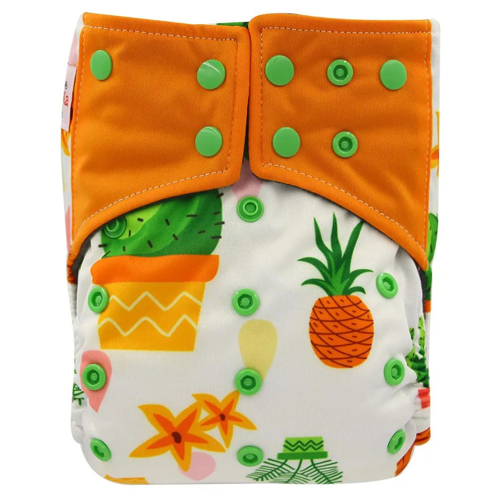 Ohbabyka Mehrweg Windel Abdeckung Charakter Druck AI2 Tasche Windel Waschbar Baby Tuch Windel Bambus Holzkohle Einsatz Baby Windeln