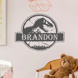 Personalized Name Jurassic Park Dinosaur World Wall Sticker Vinyl Home Decor Kids Room Boys Child's Gift Decal Custom Mural 3N37