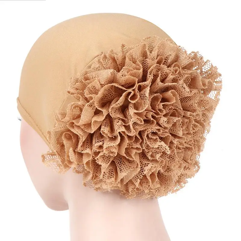 Turban à fleurs pour femmes musulmanes, bonnet hijab intérieur, perte de cheveux, écharpe de sauna, bonnets, bonnet de chimio, chapeau Skullies