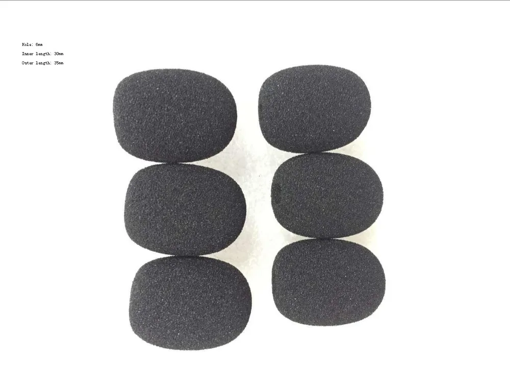 Linhuipad-cubiertas de espuma para micrófono, accesorio para parabrisas con agujero de 6mm, 30mm de longitud interior, 10 unids/lote, envío gratis por correo