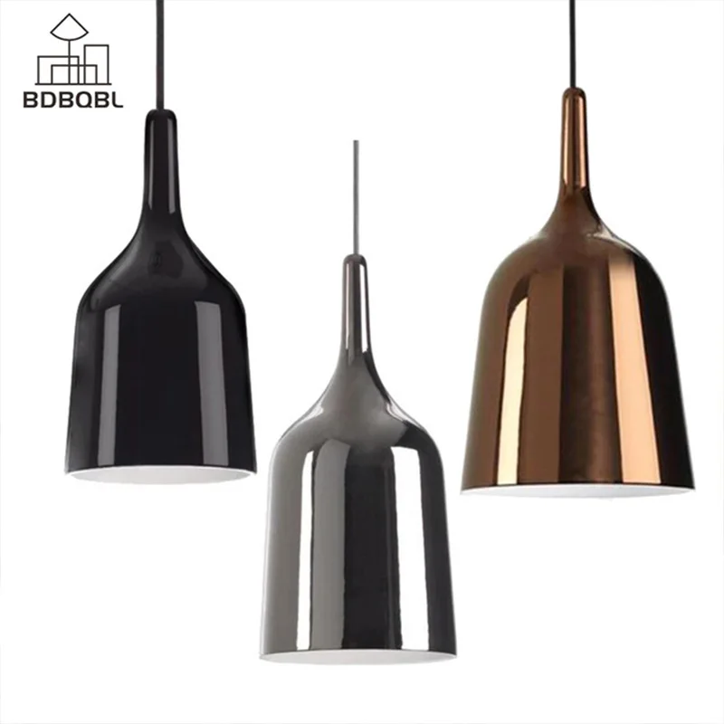 

BDBQBL Modern Copper Bell Pendant Lamp E27 90V-260V Bedroom Hanging Lamp Iron Originality Simple Study Parlor Pendant Lights