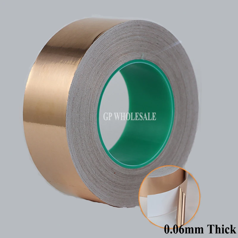 1x 20mm*30M*0.06mm Double Sided Conductive Copper Foil Tape for PC Screen Transformer EMI Masking Electromagnetic Shielding