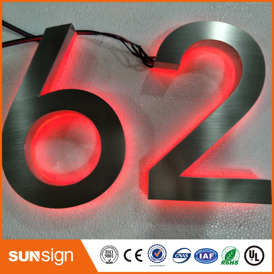 H 35Cm Outdoor & Indoor Reclame Backlit Verlichte Letters Lettertype, Rvs Acryl Halo Lit Letters