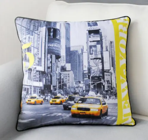 

New York City Cushion Cover Velvet New York Decorative Throw Pillow Case Modern Fashion Home Decor Couch Sofa Square Sham 45x45