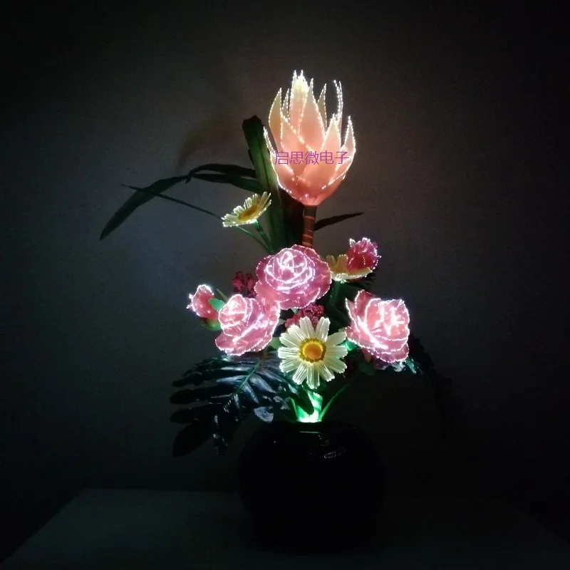 Led Artificial Silk French Rose Dragon Fruit Floral Bouquet Fake Flower Arrange Table Daisy Wedding Flowers Decor Party