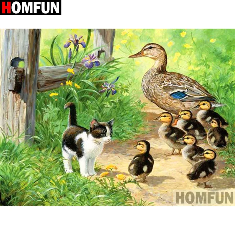 HOMFUN Pieno Quadrato/Rotondo Trapano 5D Pittura Diamante FAI DA TE \