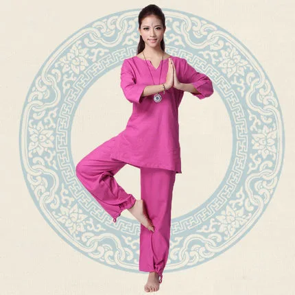 New Lady Loose Cotton Women Yoga Clothes Autumn Yoga Dance Clothing Suit Female Meditation White Purple Rose M-XXL