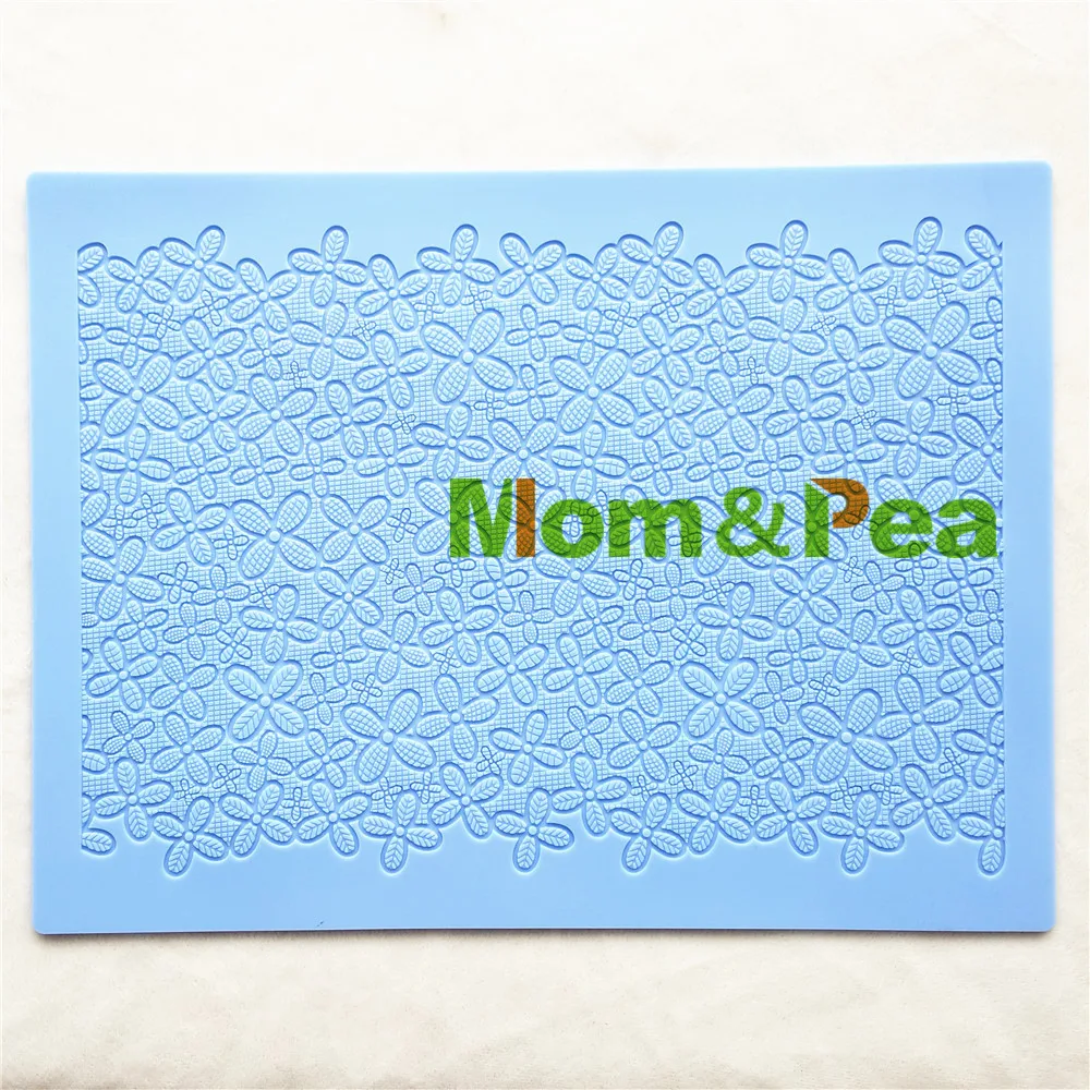 

Mom&Pea GX203 Free Shipping Flowers Lace Pad Cake Decoration Fondant Cake 3D Mold Food Grade Silicone Mould