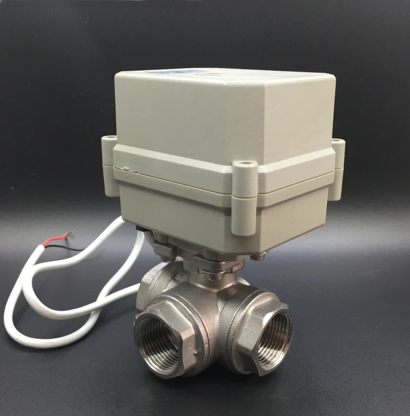 3/4/7 Wires 1/2'' stainless steel 3 Way DN15 Electric Motorized Ball Valve L/T type AC110-230V For Water Heating Water Treatment