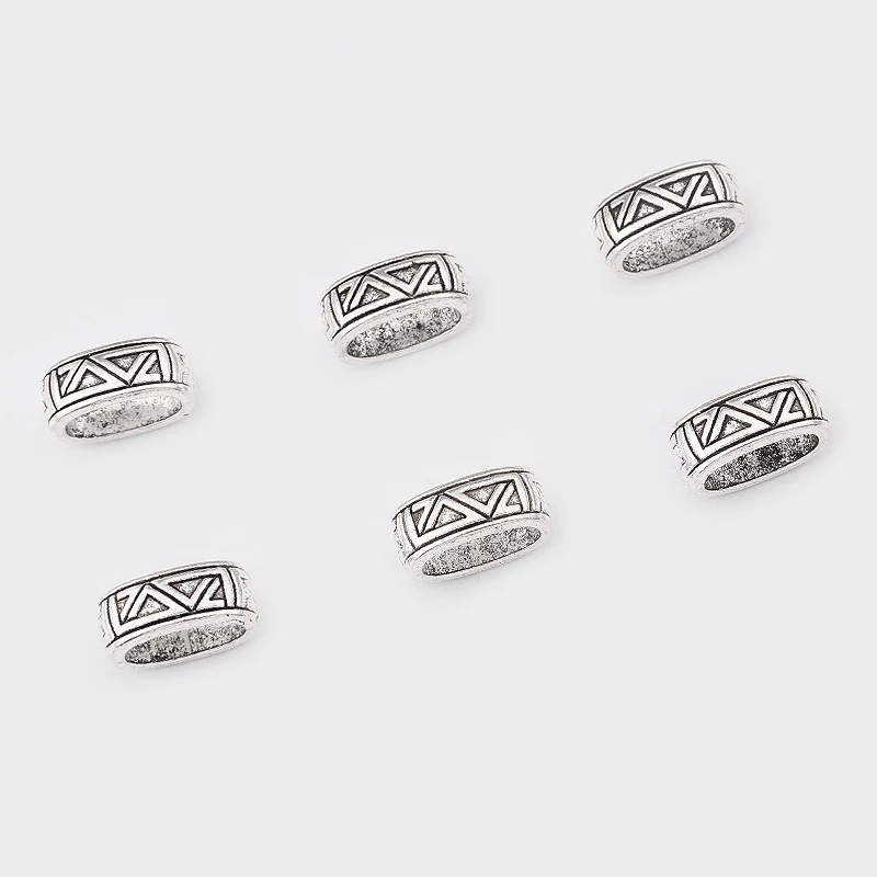 10pcs Antique Silver Triangles Licorice Leather Slider Spacer Beads For 10X6mm Leather Cord Bracelets & Bangles Jewelry Making