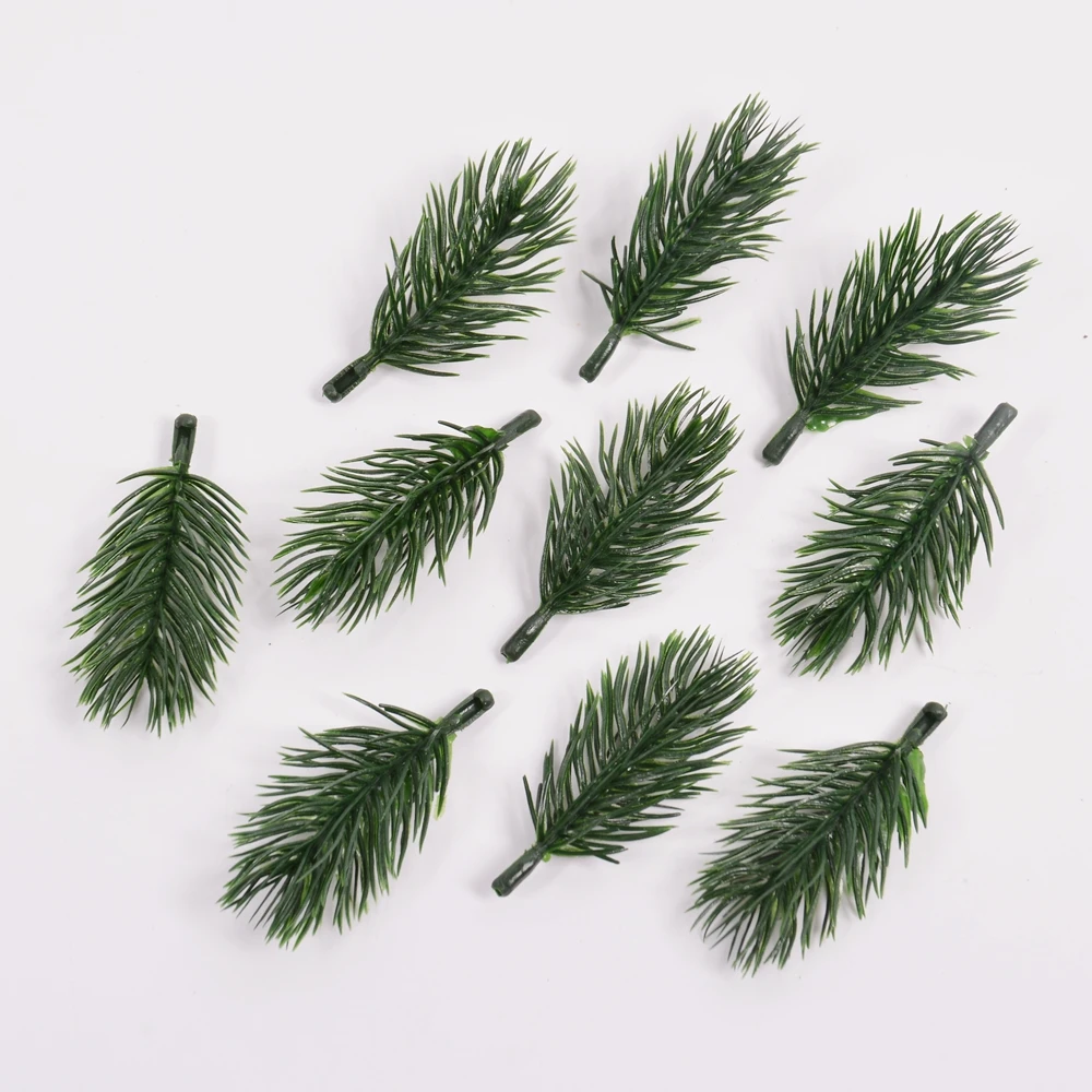 20PCs Artificial Pine Needle Short Branches Mini Fake Plant Stems Christmas Tree Decoration Home Wedding Decor Ornament