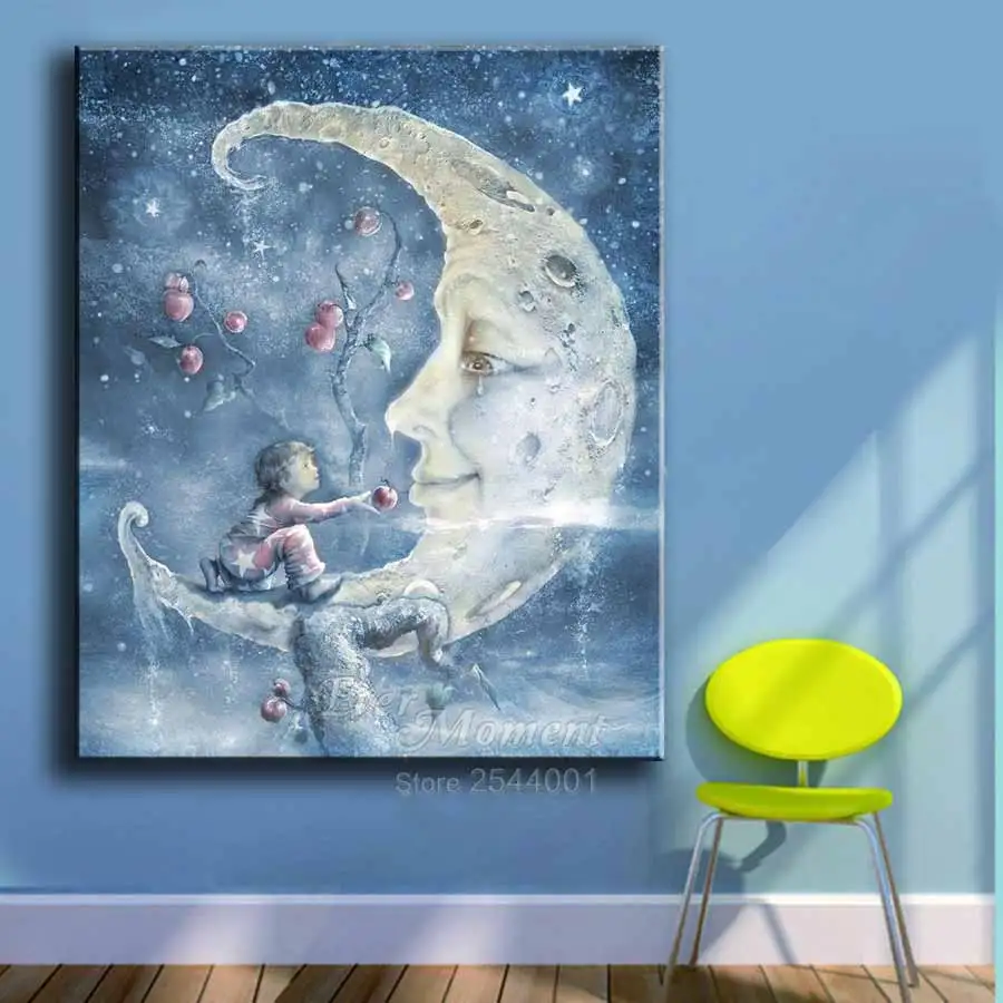 Ever Moment 5D Diamond Painting Full Boy Giving Apple to the Moon Craft Mosaic Cross Stich Set Diamond Embroidery DIY ASF842