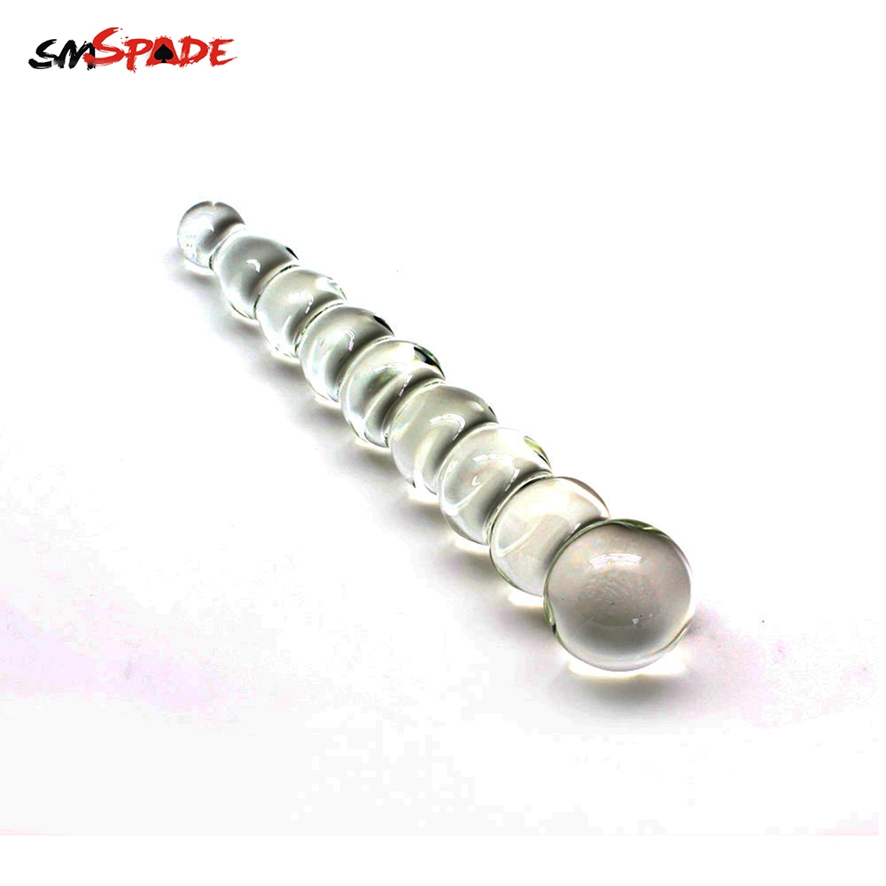 Smspade Crystal Glass Dildo Anal Beads Butt Plug With 9 Beads Anal Toys For Womens Sex Products Female Masturbation Glass Dildo