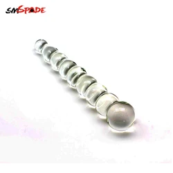 Smspade Crystal Glass Dildo Anal Beads Butt Plug With 9 Beads Anal Toys For Womens Sex Products Female Masturbation Glass Dildo