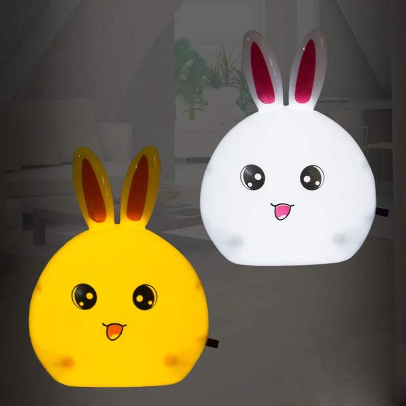 

mycyk NEW US Plug Cartoon energy saving night light Rabbit LED Night Light Switch Wall Night Lamp baby sleeping bedroom bedside