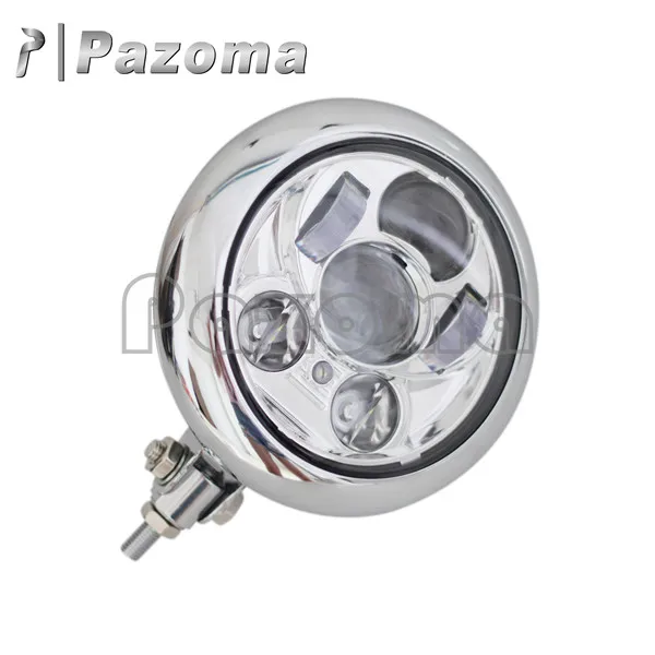 Chrome Motorcycle LED Auxiliary Front Headlight Spot Light Custom Headlamp for Harley Bobber Chopper Cafe Racer