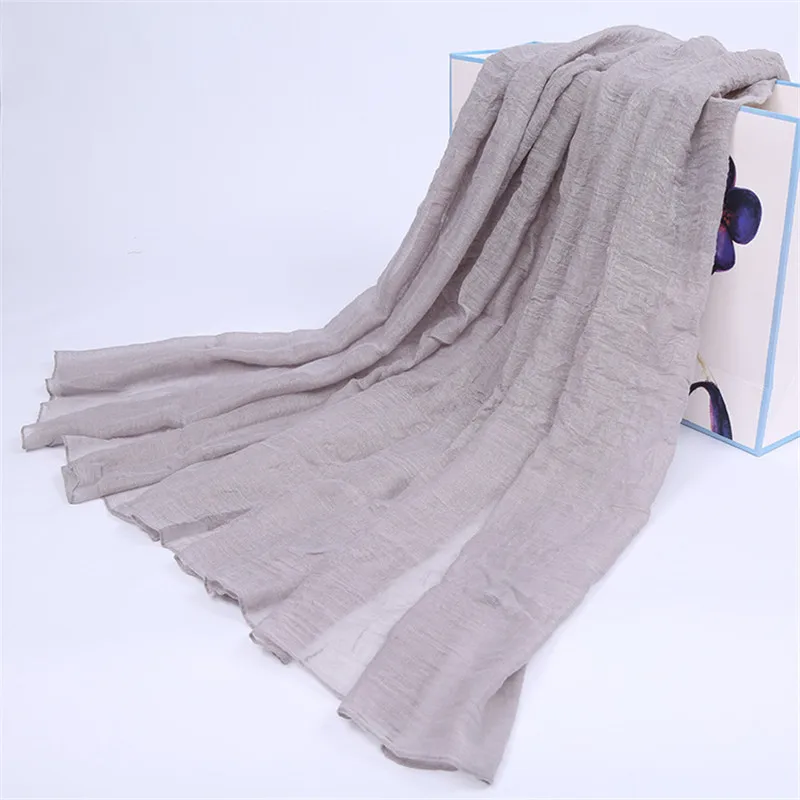 2019 Fashion Women Cotton Solid Scarf Summer Pashmina Shawls and Wraps Long Soft Female Foulard Muslim Hijab Stoles Head Scarves