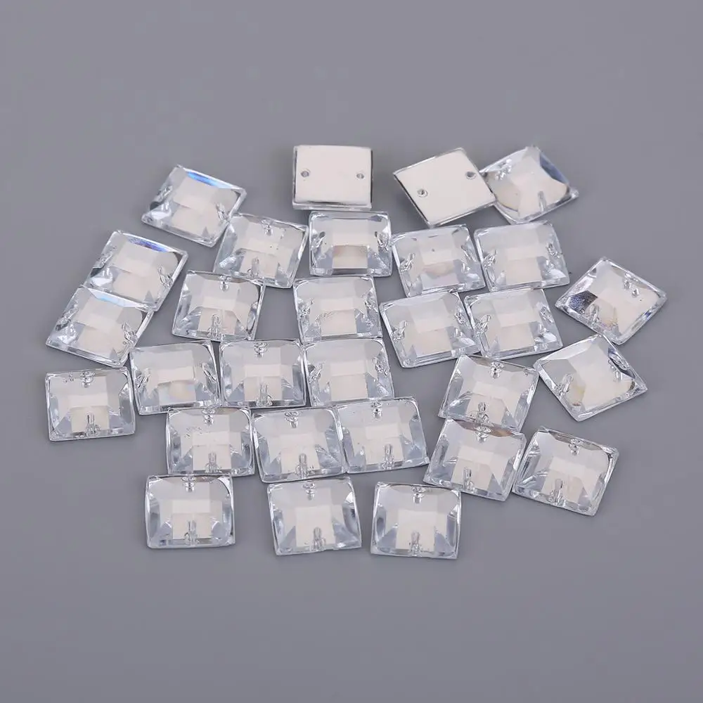 TPSMOC 10mm 12mm high quality Square Acryl Flatback Beads Sew On Rhinestones for Garment DIY Bag shoes accessories