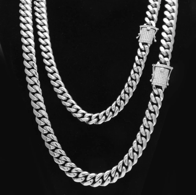 14 mm Stainless Steel Miami Cuban Link Necklace for Men Women Fashion Street popular Hip