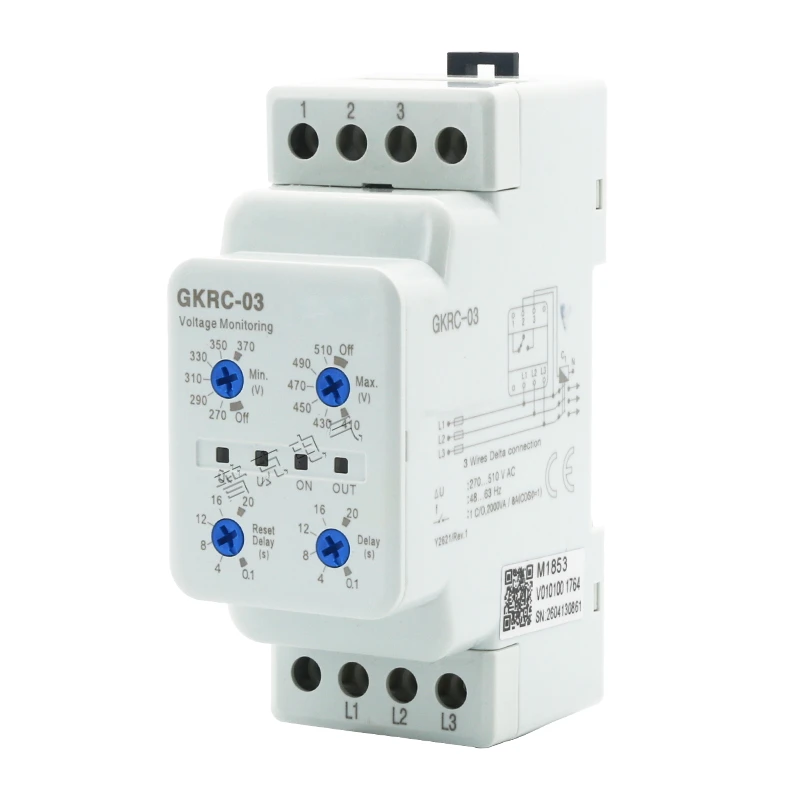 3 Phases Overvoltage Undervoltage Protector Din Rail 3P 3 Wire Time Delay Setting Voltage Protective Monitoring Relay