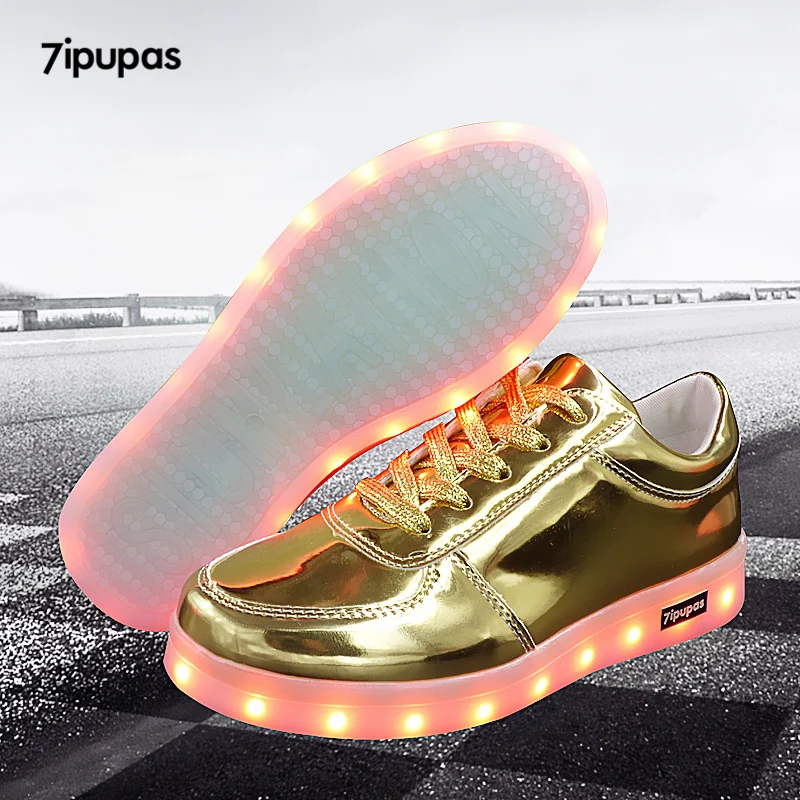 7ipupas-Baskets lumineuses pour garçons et filles, nouvelles zones me, chaussures lumineuses pour enfants, chaussures LED dorées, chaussures