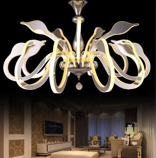 Art Swan LED Chandelier Modern Simple Acrylic Living Room Light Creative Atmosphere Restaurant Bedroom Hotel Lamp image 2