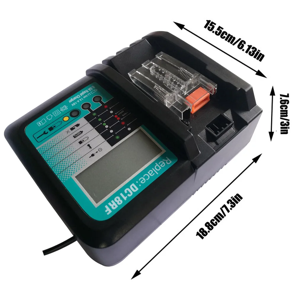 Fast Lithium Battery Charger 6.5A LCD for Makita 14.4V 18V battery fit 100-240V voltage and fan cooling + high quality